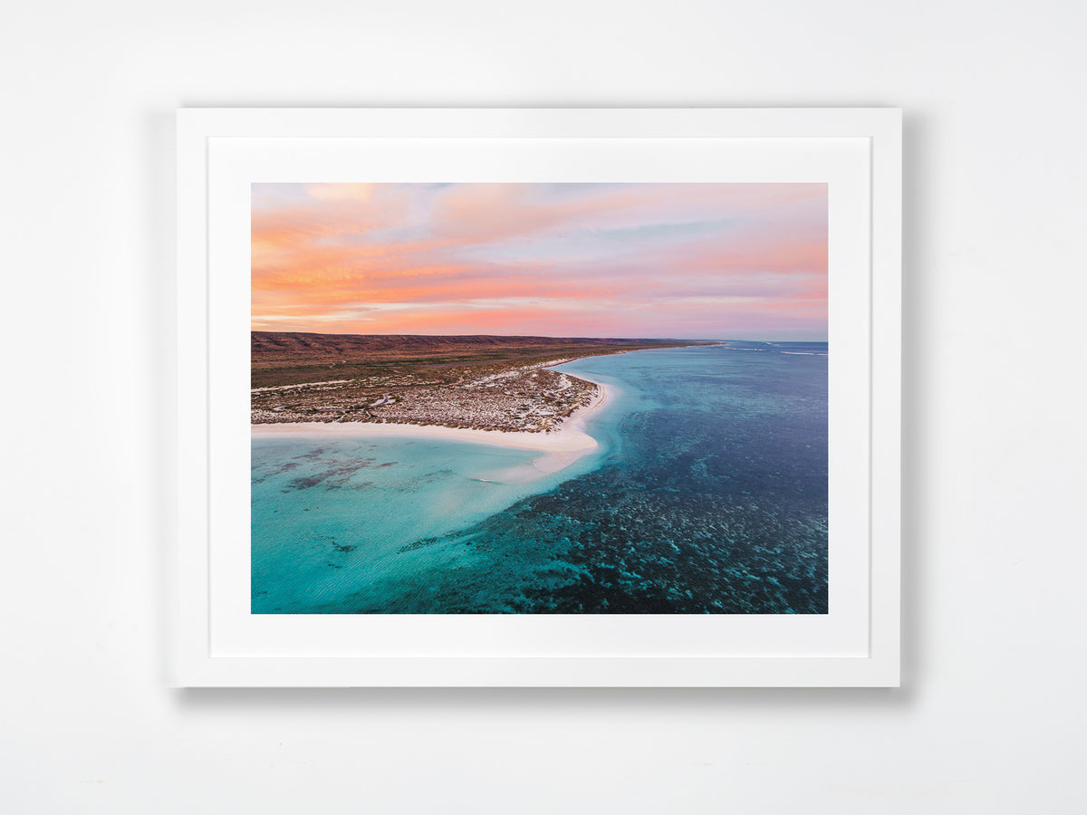 Turquoise Bay, Exmouth, WA. Aerial photography print by Salty Wings in a white Classic Frame, landscape (SW2511)