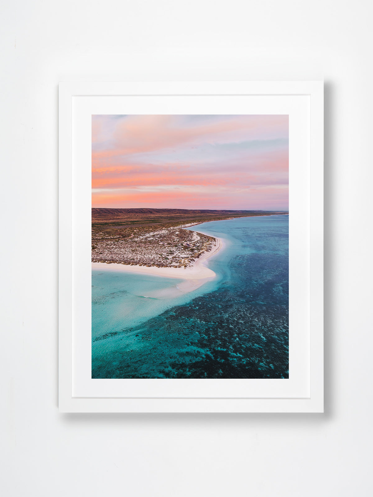 Turquoise Bay, Exmouth, WA. Aerial photography print by Salty Wings in a white Classic Frame, portrait (SW2511)