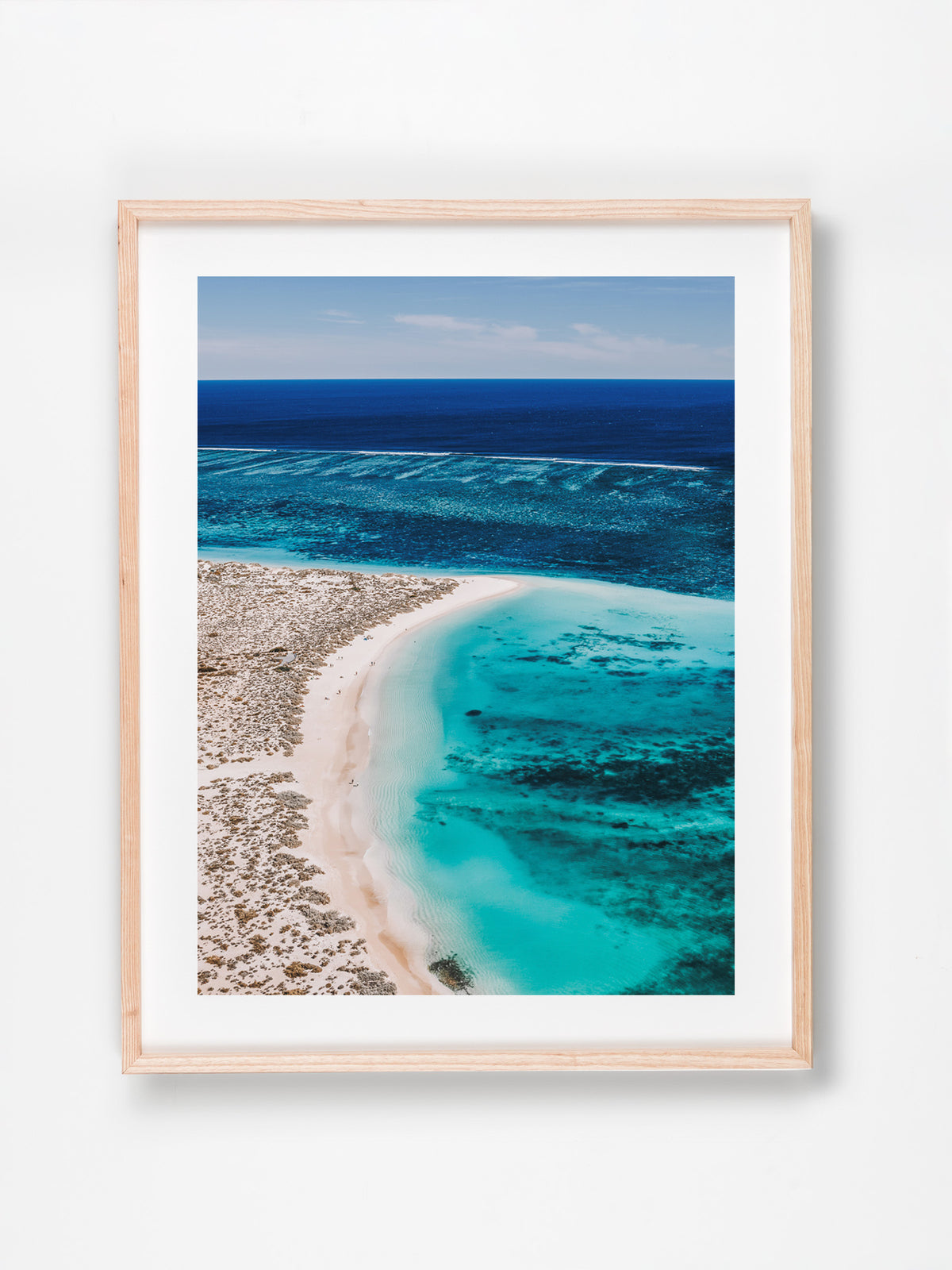 Exmouth, WA. Aerial photography print by Salty Wings in a Raw Oak Deep Set Frame, portrait (SW2513)