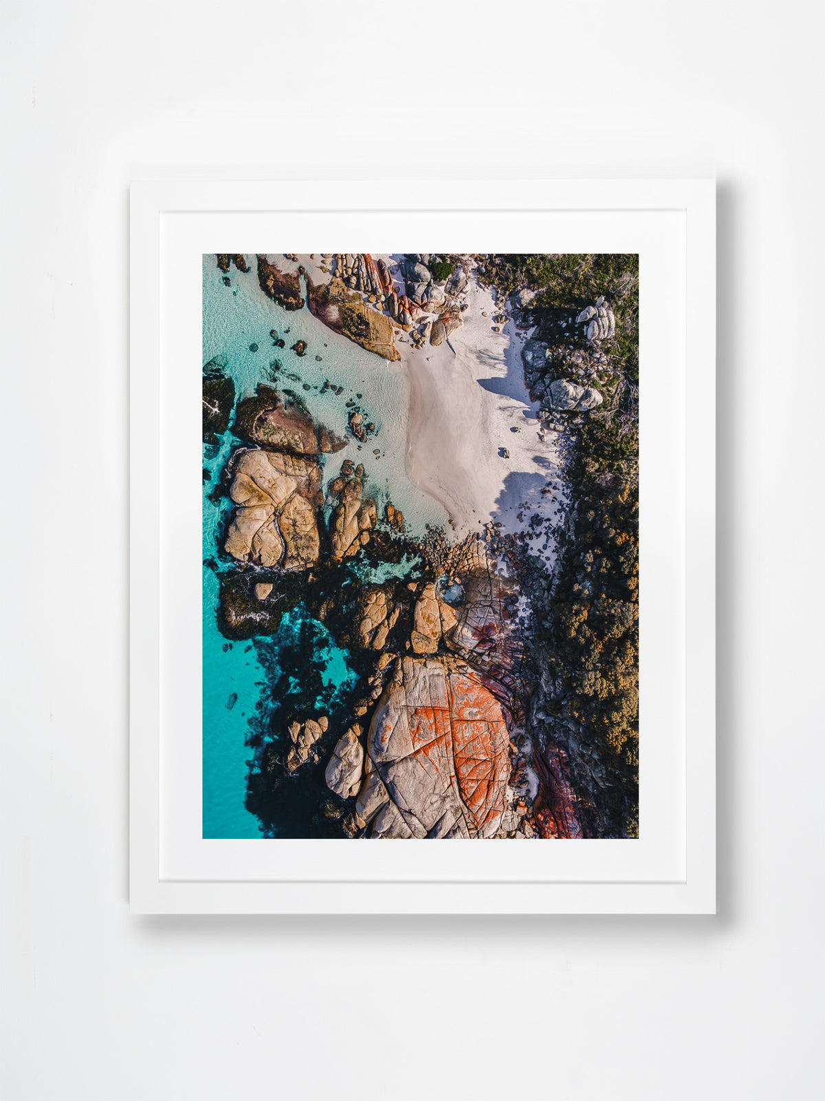 Bay of Fires, East Coast, TAS. Aerial photography print by Salty Wings in a white Classic Frame, portrait (SW2515)