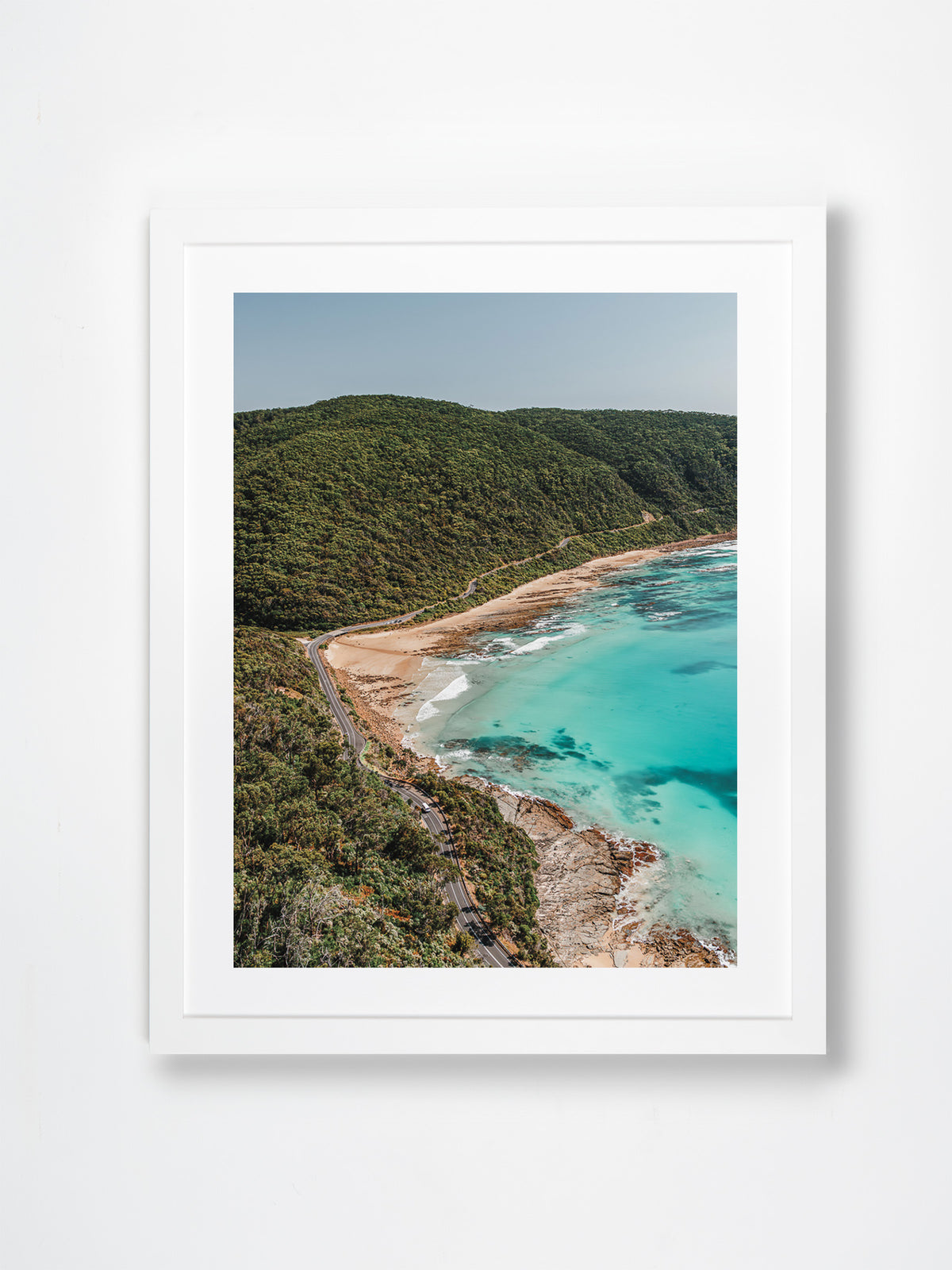 Jamieson Creek, Great Ocean Road, VIC. Aerial photography print by Salty Wings in a white Classic Frame, portrait (SW2518)