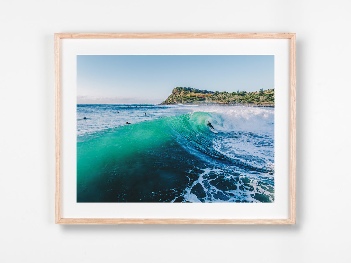 Lennox Head, Ballina, Northern Rivers, NSW. Aerial photography print by Salty Wings in a Raw Oak Deep Set Frame, landscape (SW2519)