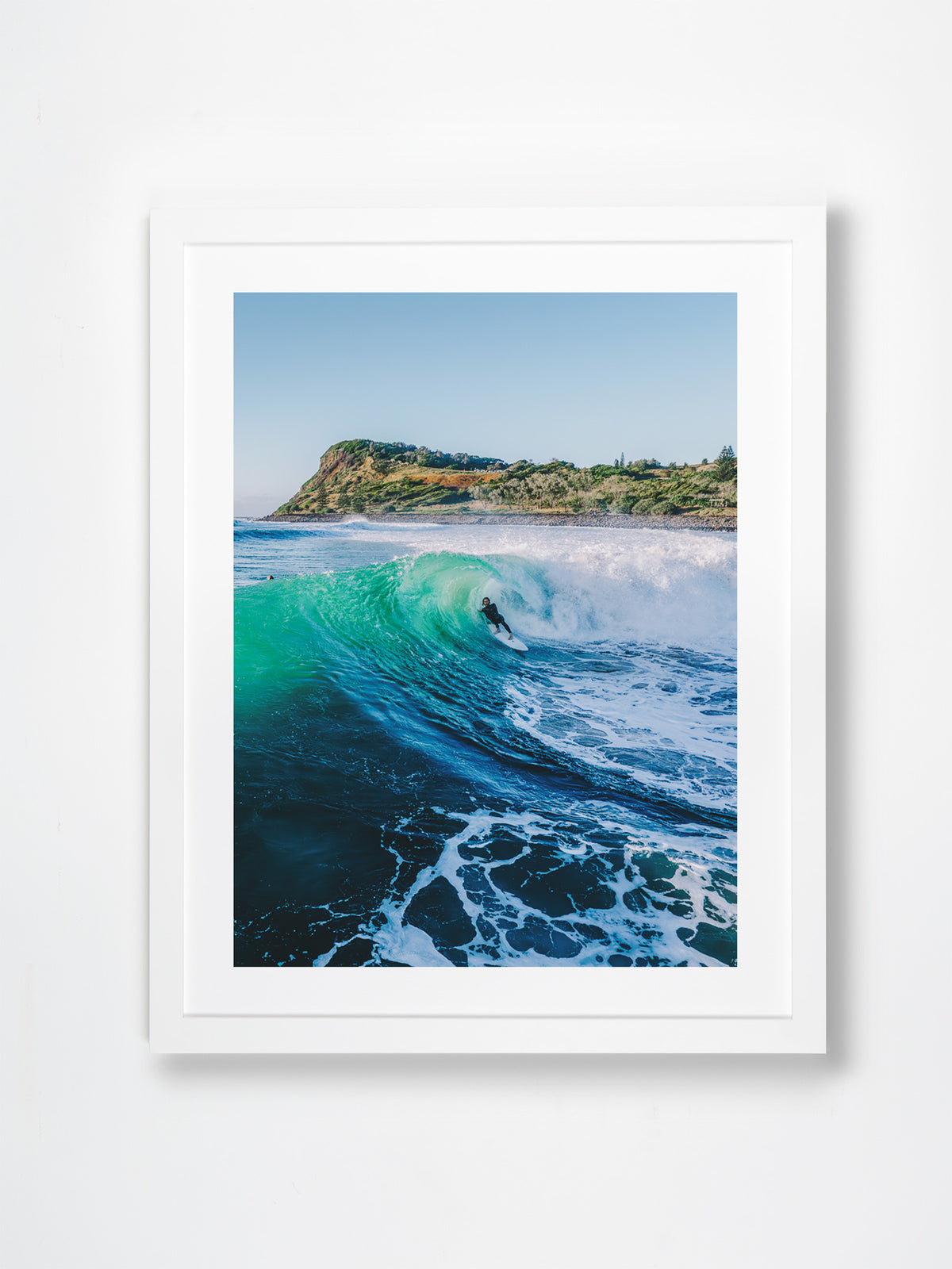 Lennox Head, Ballina, Northern Rivers, NSW. Aerial photography print by Salty Wings in a white Classic Frame, portrait (SW2519)