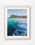 Lennox Head, Ballina, Northern Rivers, NSW. Aerial photography print by Salty Wings in a Raw Oak Deep Set Frame, portrait (SW2519)