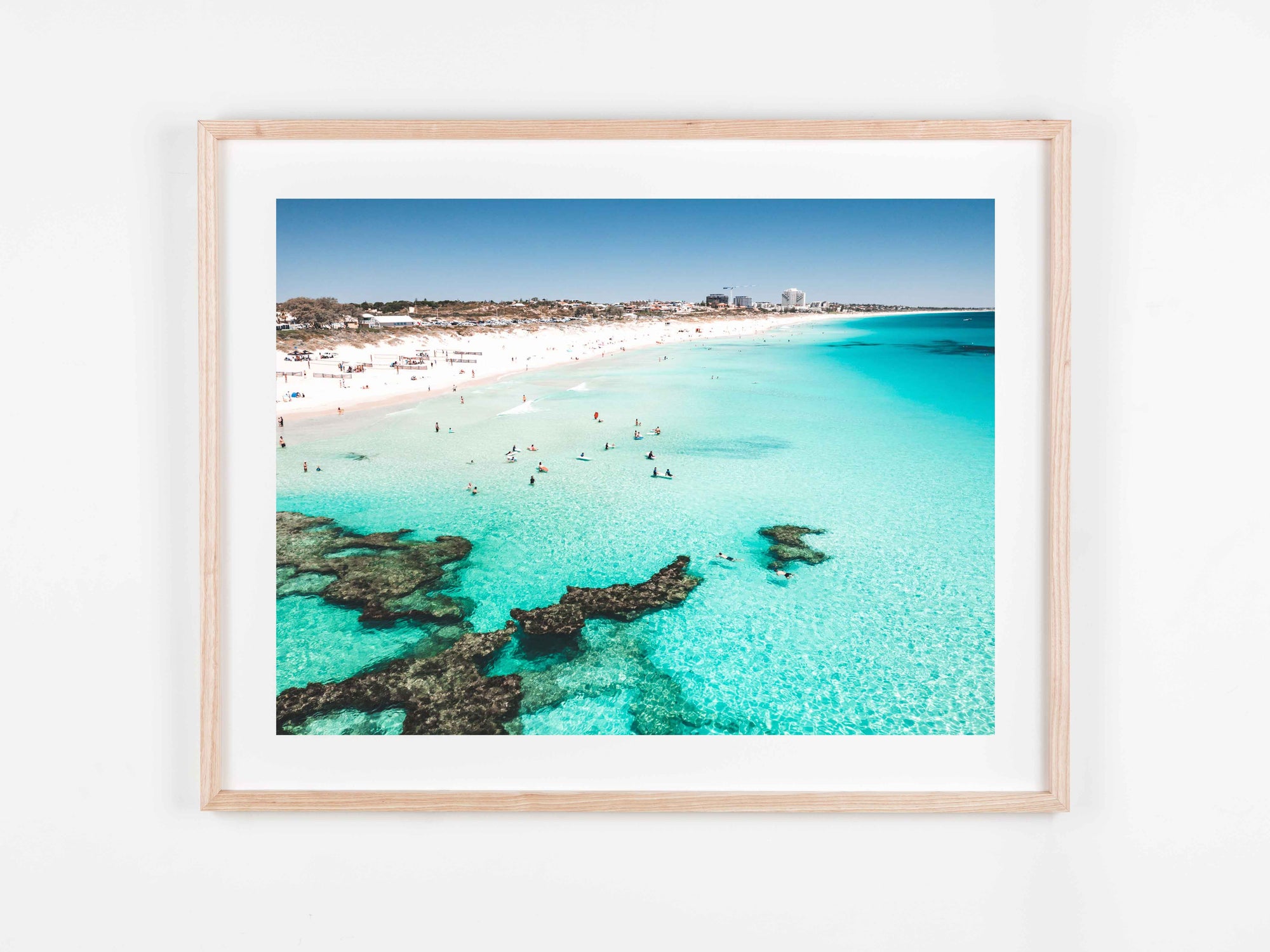 In Stock - SW1610 - Trigg Beach - 80cm x 60cm / Fine Art Paper - Classic Frame / Raw Oak / Landscape