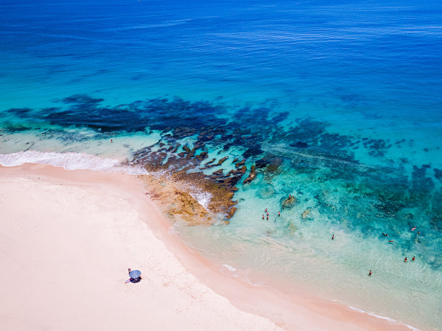 Vera View, North Cottesloe Beach, Western Australia. Blue ocean, umbrella at Perth beaches